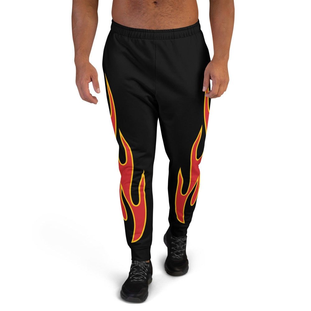 FLAMES Sweatpants, MONSTER TRUCK  Men's Joggers , Biker pants, Mens Biker pants, Hard Rock sweatpants, Flames Pants, Hot Rod pants, Sweats