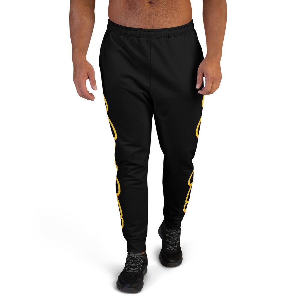 Men's Joggers, Mens Sweatpants, Mens Pants, black and yellow Sweatpants, yellow stripe Sweatpants, Yellow Stripe Joggers, yellow stripe Pant