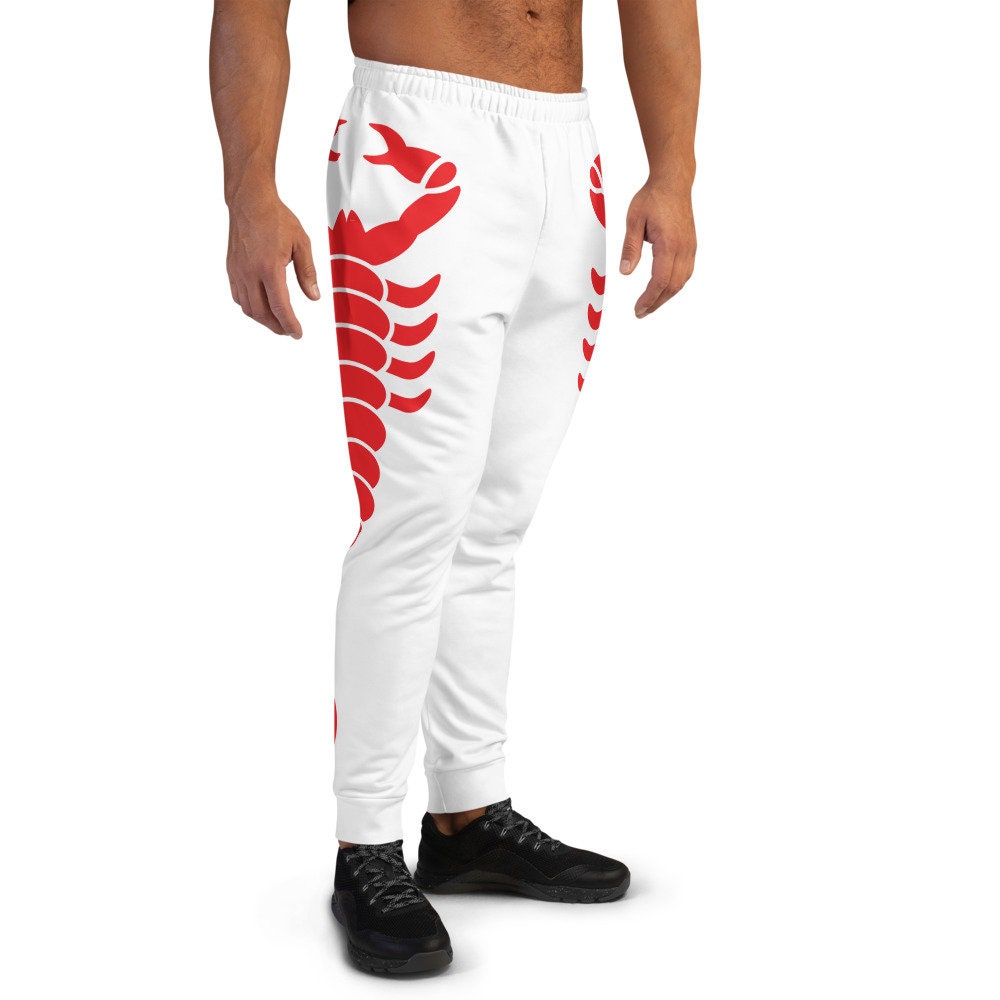 Mens Jiggers, Mens Sweatpants, Mens Pants, RED and White Pants, SCORPION Pants, ATHLEISURE Pants, Comfy Men's Joggers, Mens Loungewear,