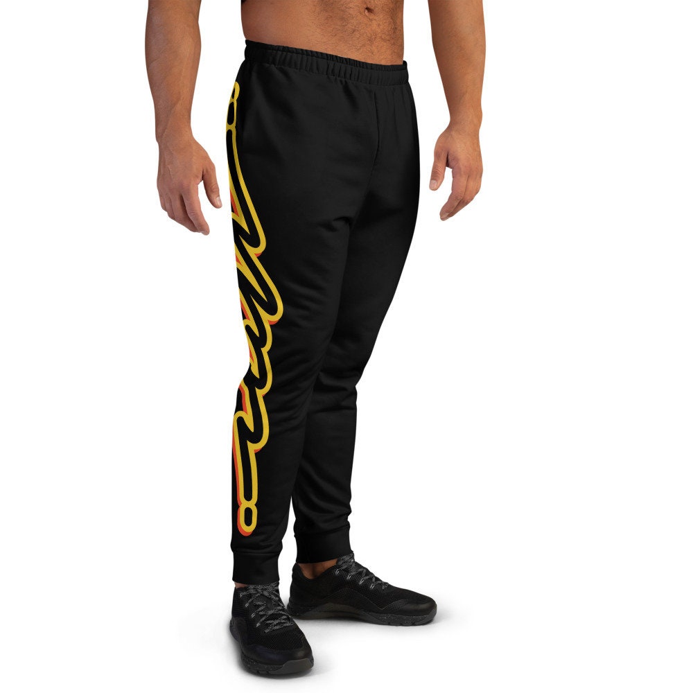 Men's Joggers, Mens Sweatpants, Mens Pants, black and yellow Sweatpants, yellow stripe Sweatpants, Yellow Stripe Joggers, yellow stripe Pant