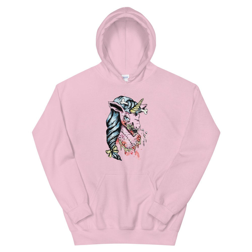 ZOMBIE Hoodie, Scary Unicorn Sweatshirt, Monster Hoodie, Demon Hoodie, Edgy Hoodie, Goth Shirt, Gore Shirt, Horror Shirt, Evil Shirt,