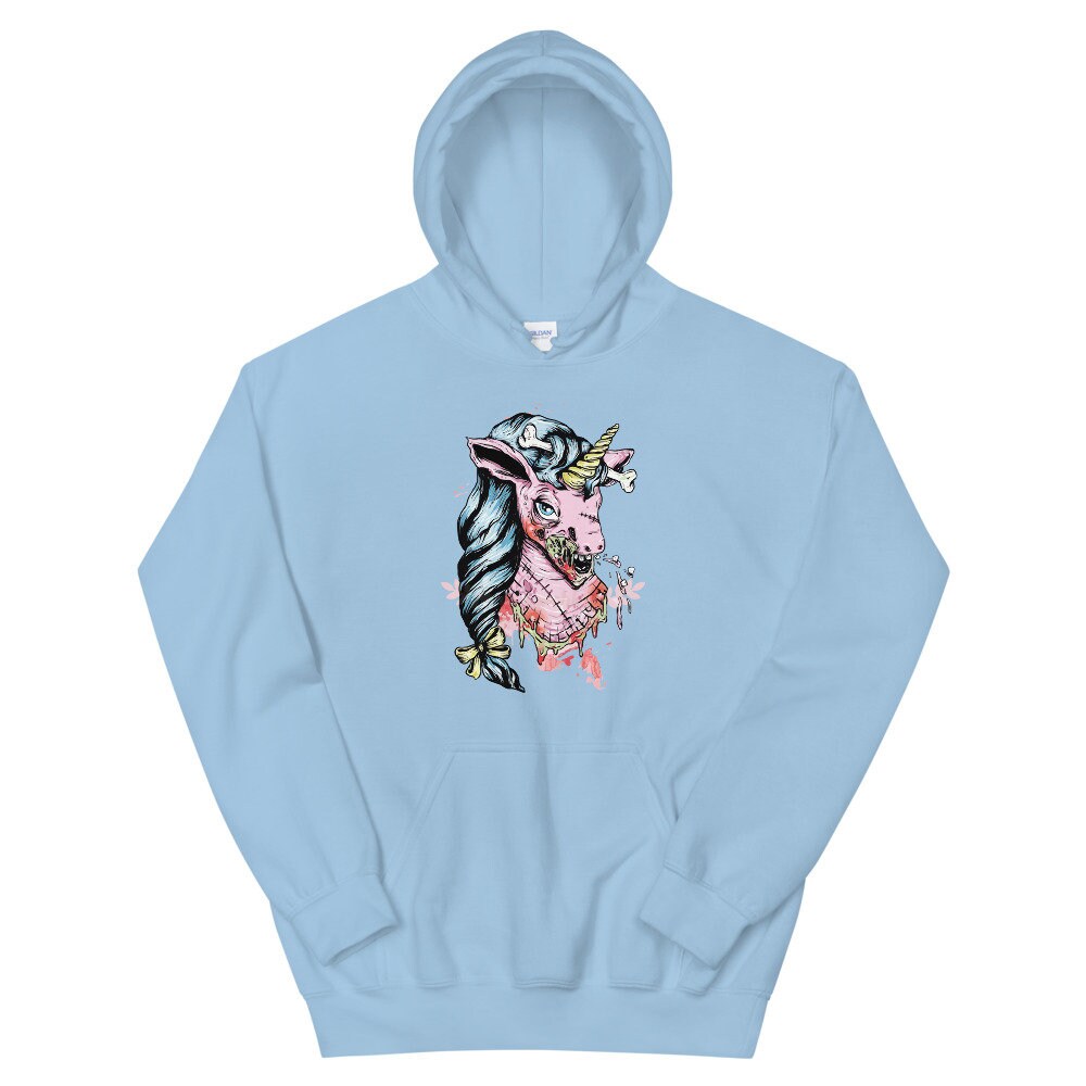 ZOMBIE Hoodie, Scary Unicorn Sweatshirt, Monster Hoodie, Demon Hoodie, Edgy Hoodie, Goth Shirt, Gore Shirt, Horror Shirt, Evil Shirt,