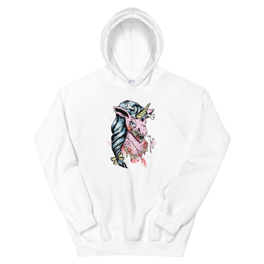 ZOMBIE Hoodie, Scary Unicorn Sweatshirt, Monster Hoodie, Demon Hoodie, Edgy Hoodie, Goth Shirt, Gore Shirt, Horror Shirt, Evil Shirt,