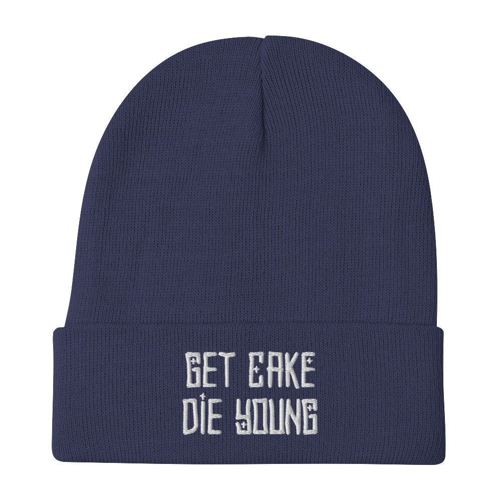 Lil Peep Beanie, GET CAKE Die Young Beanie, Embroidered Beanie