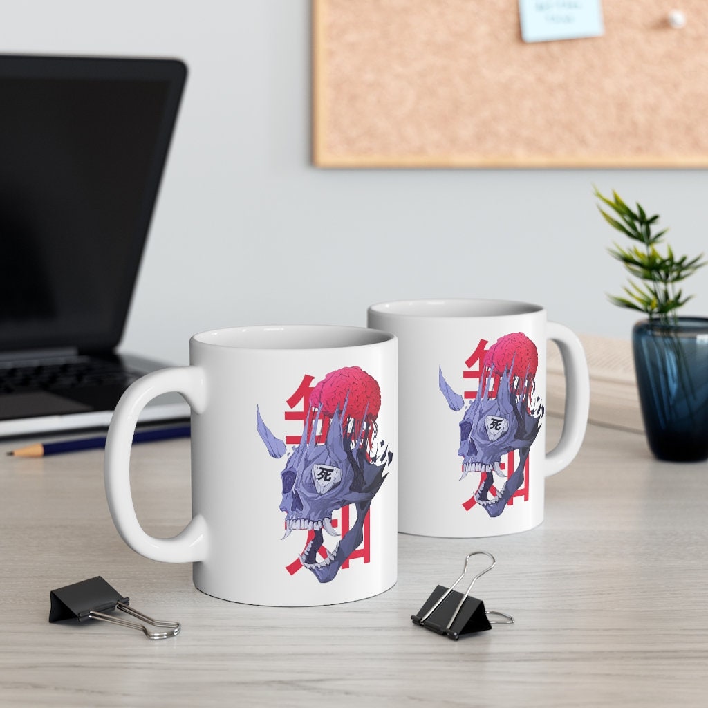 Oni Demon Mug, Japanese Demon Mug, Hannya Mug, Kanji Mug, Yokai Mug, Japanese Warrior mug, Oni demon cup, Oni Coffee Mug, Japanese Tea Cup