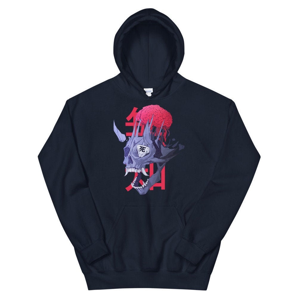 Oni Japanese Hoodie, Kanji Shirt, Oni Demon Shirt, Japanese Sweatshirt, Demon Oni Hoodie