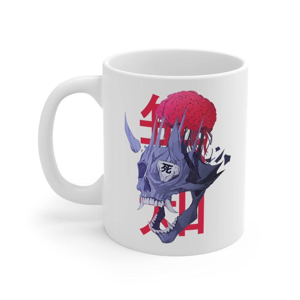 Oni Demon Mug, Japanese Demon Mug, Hannya Mug, Kanji Mug, Yokai Mug, Japanese Warrior mug, Oni demon cup, Oni Coffee Mug, Japanese Tea Cup