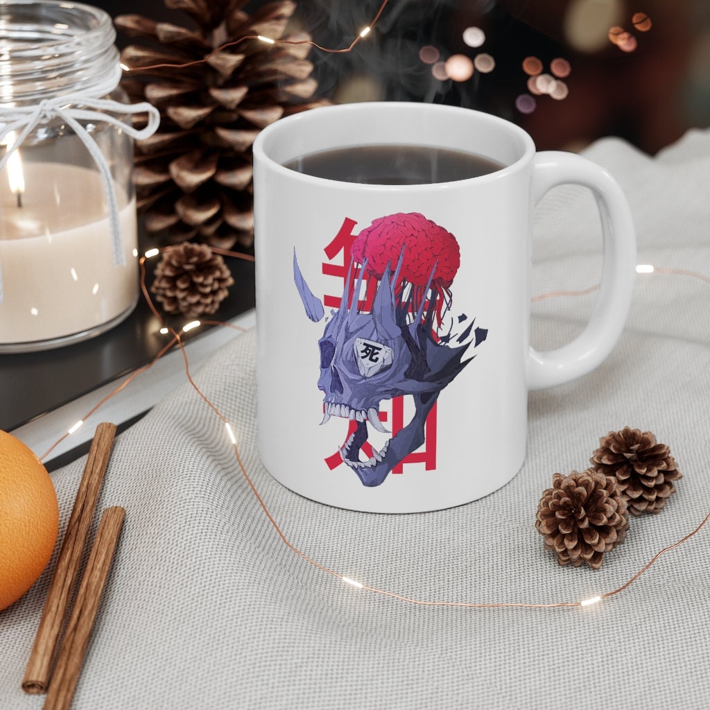 Oni Demon Mug, Japanese Demon Mug, Hannya Mug, Kanji Mug, Yokai Mug, Japanese Warrior mug, Oni demon cup, Oni Coffee Mug, Japanese Tea Cup