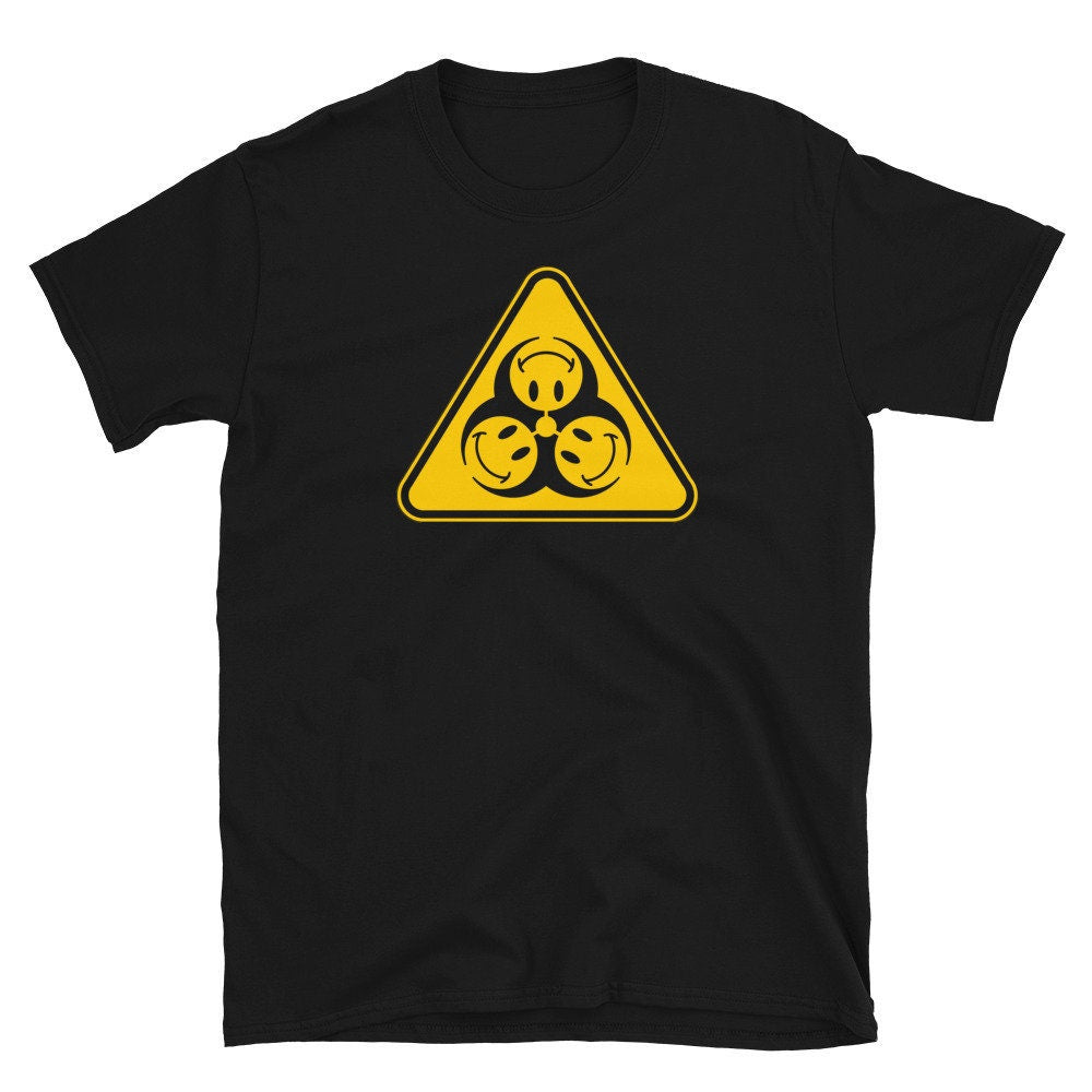 Biohazard T-Shirt, Trippy Shirt, Smiley Face T-shirt, Bio-hazard Logo T-shirt, Bio Hazard Sign T-shirt, Acid Trip T-Shirt, Acid Rave T-shirt