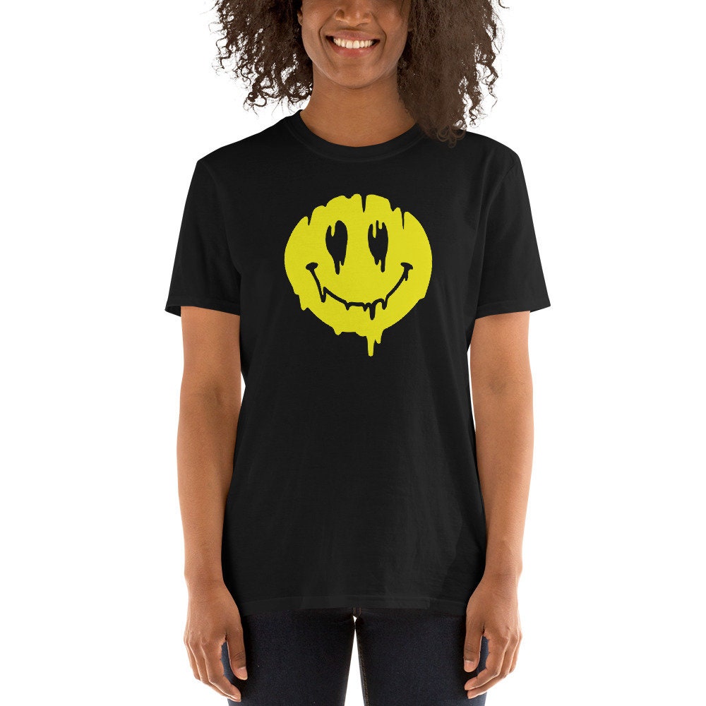 Smiley Face T-Shirt, Melting Smiley T shirt, Dripping Smiley tshirt, Acid Trip T-Shirt, Acid Rave T-shirt, Trippy Smiley Face T-shirt