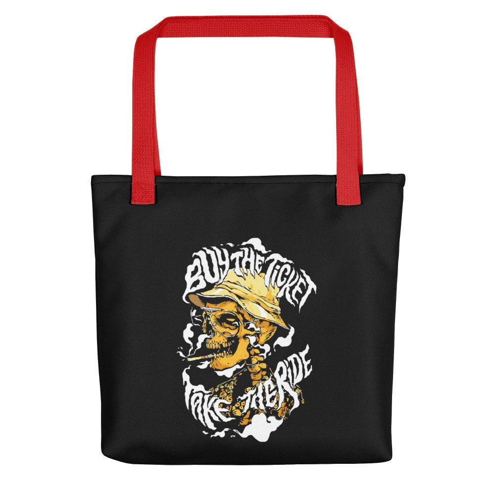 Fear and Loathing in Las Vegas Tote bag, buy the ticket take the ride Tote Bag, Trippy Tote Bag, 420 tote Bag, Weed tote bag, Psychedelic