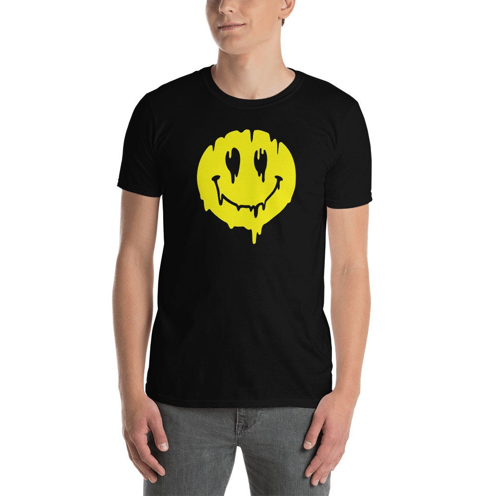 Smiley Face T-Shirt, Melting Smiley T shirt, Dripping Smiley tshirt, Acid Trip T-Shirt, Acid Rave T-shirt, Trippy Smiley Face T-shirt