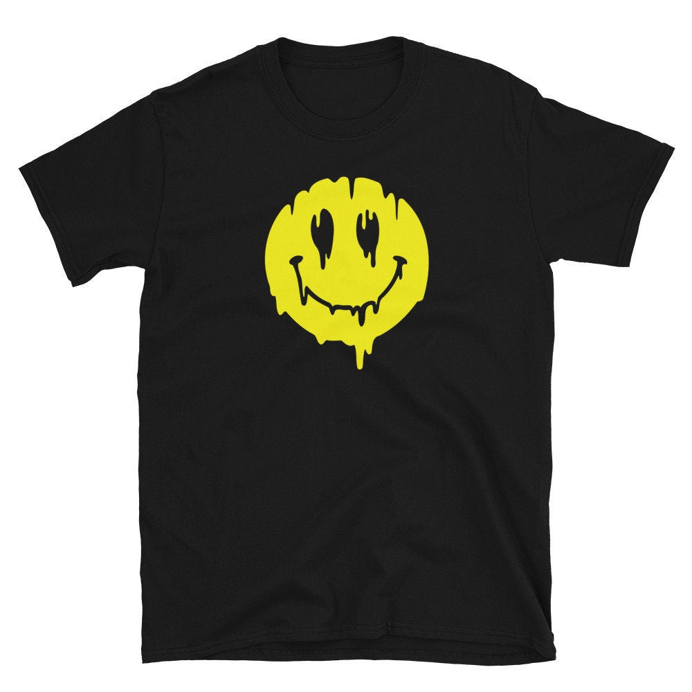 Smiley Face T-Shirt, Melting Smiley T shirt, Dripping Smiley tshirt, Acid Trip T-Shirt, Acid Rave T-shirt, Trippy Smiley Face T-shirt