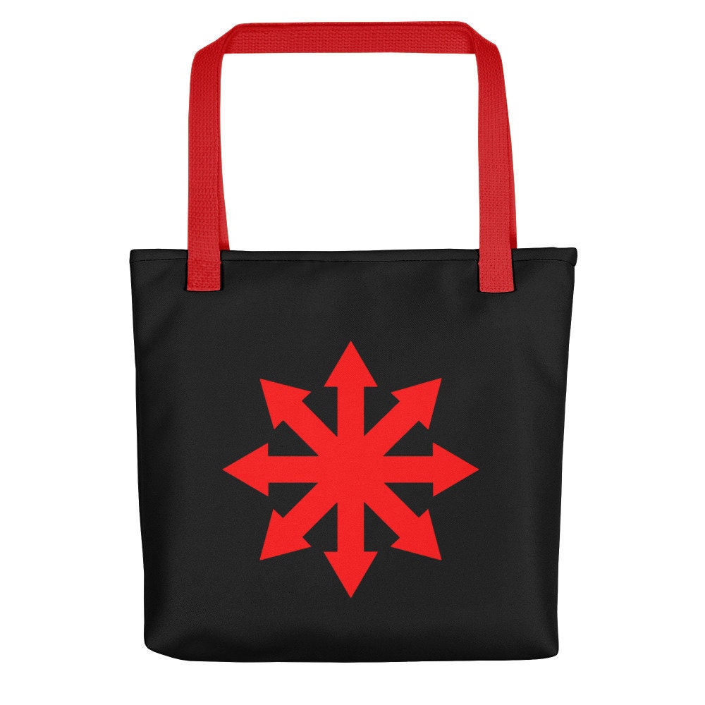 STAR OF Chaos Bag, red BLACK Bag, Chaos Magick Bag, Red Star Bag, Sign Of Chaos Bag, Chaos Magic logo,