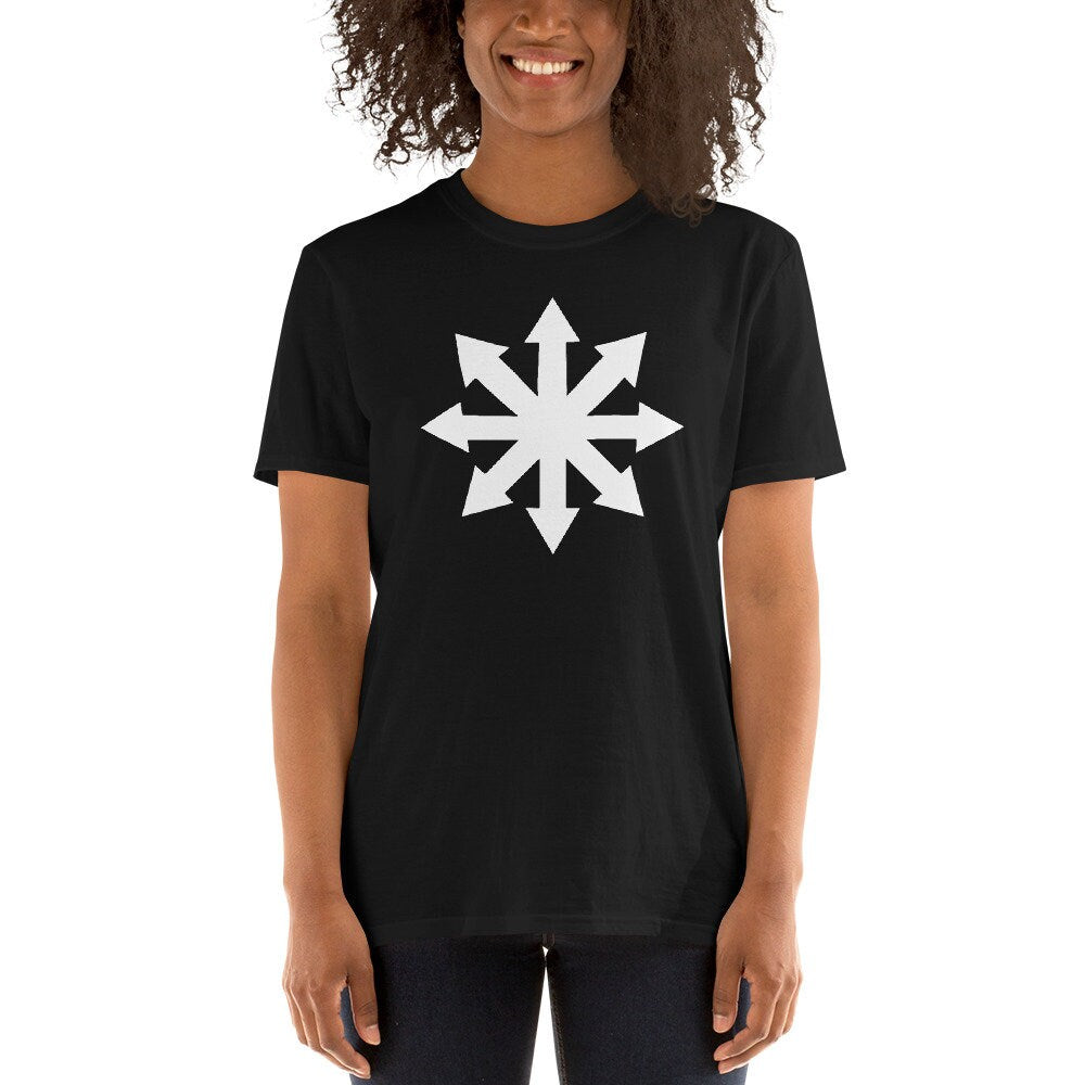 CHAOS STAR t-Shirt, Chaos Magic Symbol Shirt, Chaos star T-Shirt, Occult Clothing, white on Black T-Shirt