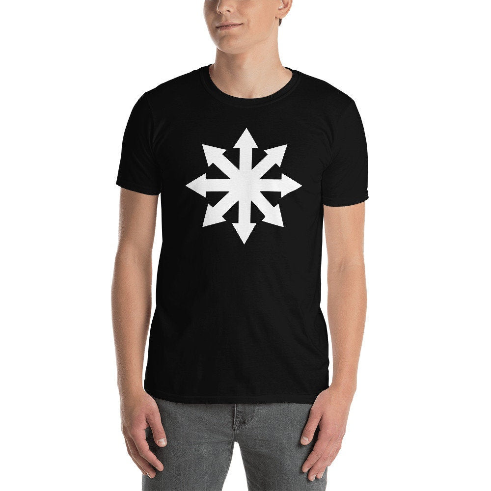 CHAOS STAR t-Shirt, Chaos Magic Symbol Shirt, Chaos star T-Shirt, Occult Clothing, white on Black T-Shirt