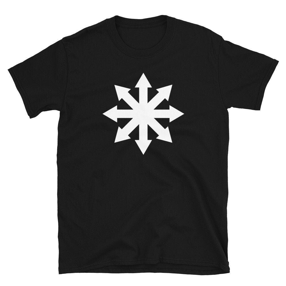 CHAOS STAR t-Shirt, Chaos Magic Symbol Shirt, Chaos star T-Shirt, Occult Clothing, white on Black T-Shirt