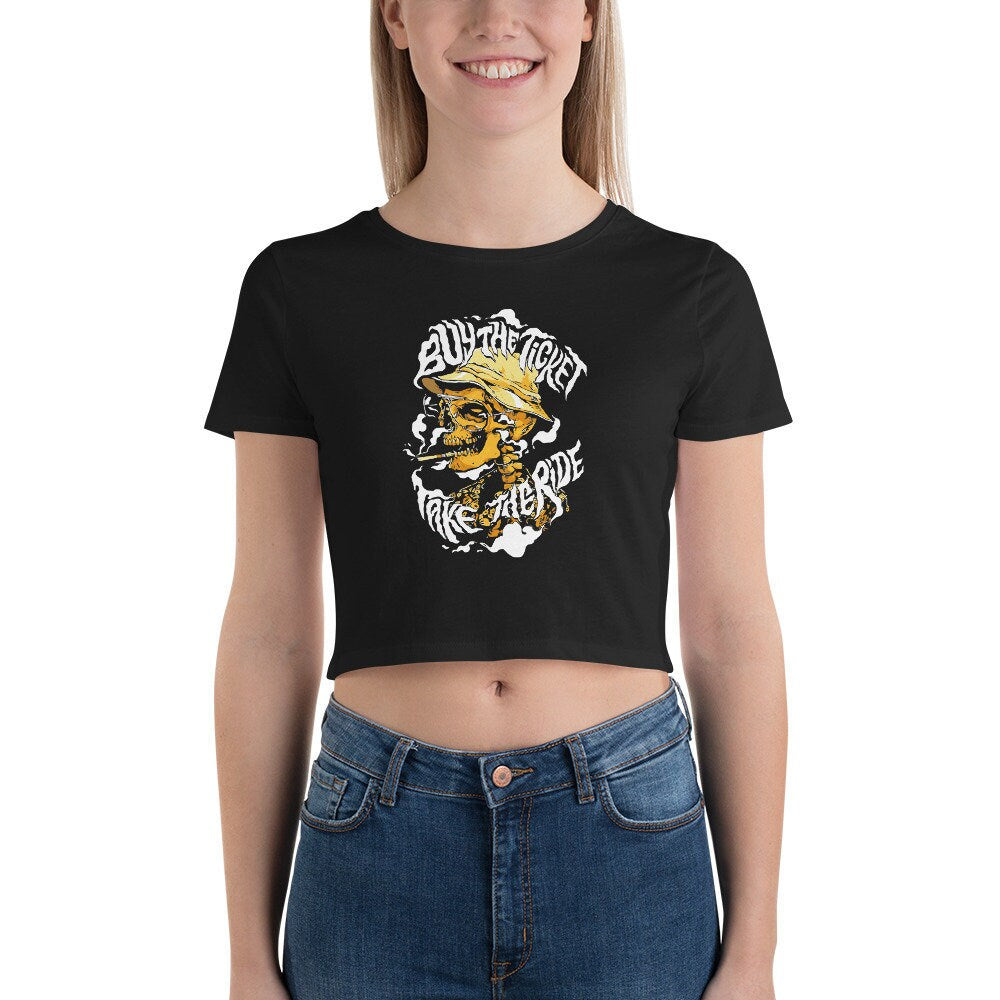 FEAR And LOATHING In Las VEGAS Crop Tee, fear and loathing trippy shirt, buy the ticket take the ride, lsd Women’s Crop Tee