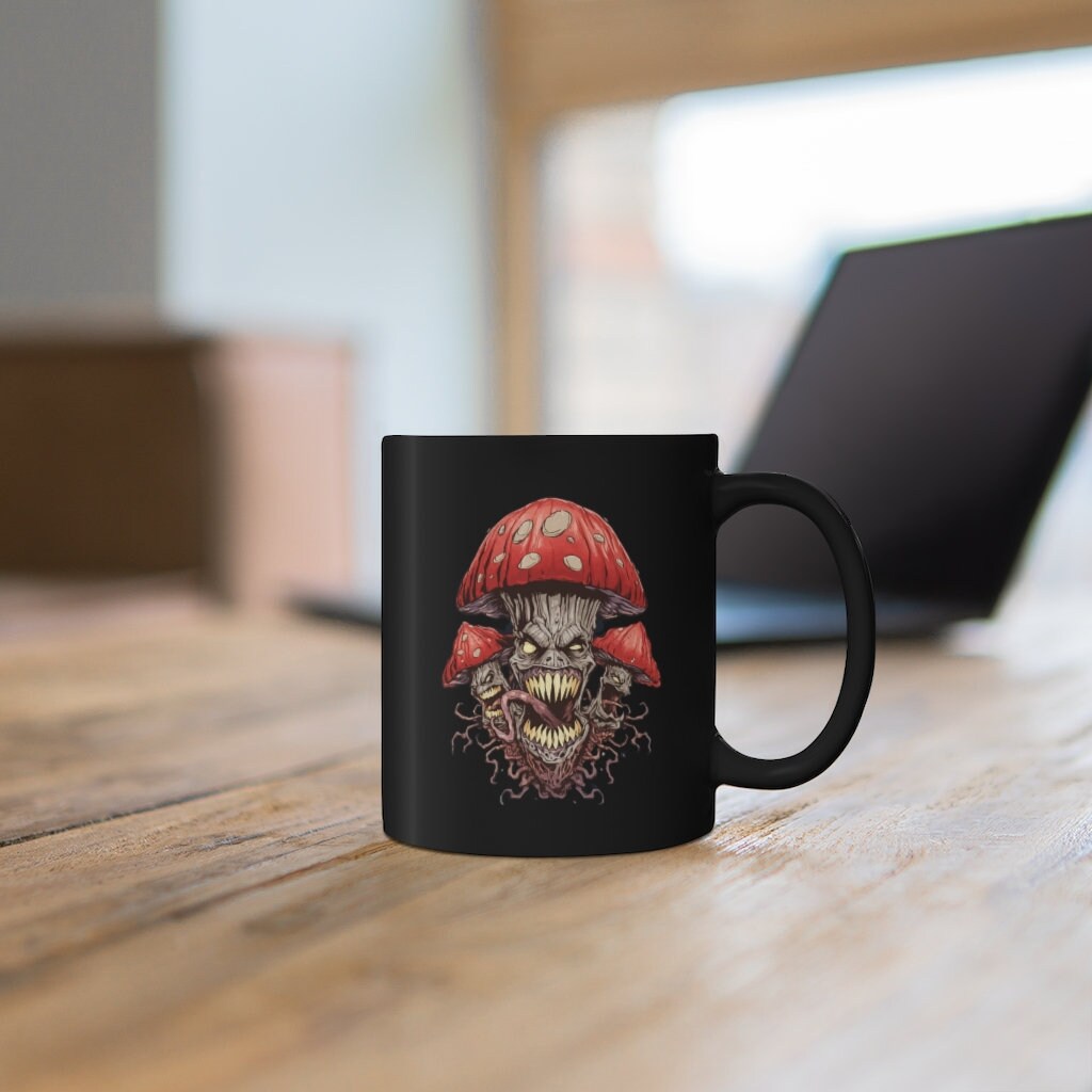 Mushroom Mug, Mushroom  Gift, acid trip MUG, alice shrooms MUG, Trippy lsd MUG, Mushroom, lsd trip, Acid Tea Cup Black mug 11oz