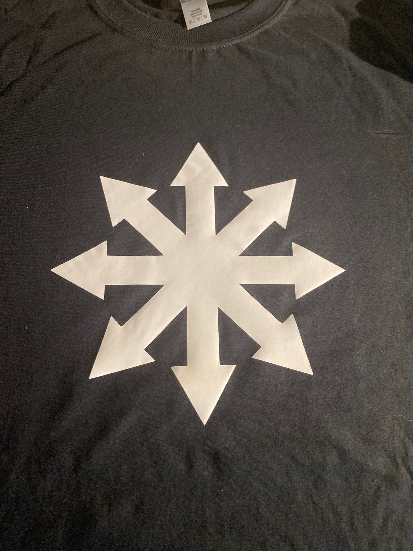 CHAOS STAR t-Shirt, Chaos Magic Symbol Shirt, Chaos star T-Shirt, Occult Clothing, white on Black T-Shirt