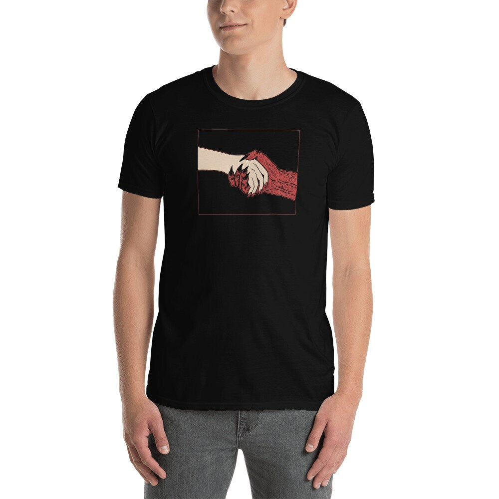 Hand shake Shirt, Deal Shirt, Cool shirt, Gothic shirt, Edgy shirt, Satanic shirt, Devil shirt, Goth shirt, Satan shirt, Trippy shirt,