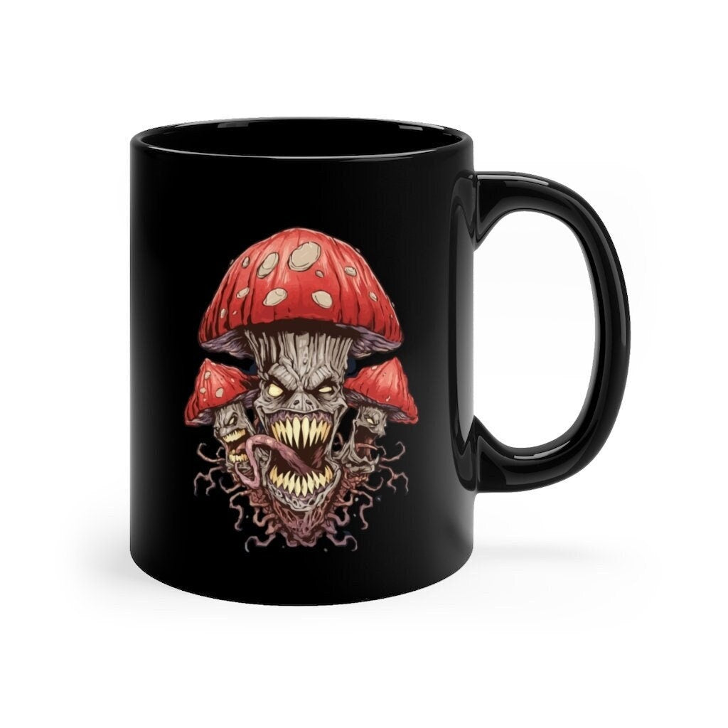 Mushroom Mug, Mushroom  Gift, acid trip MUG, alice shrooms MUG, Trippy lsd MUG, Mushroom, lsd trip, Acid Tea Cup Black mug 11oz