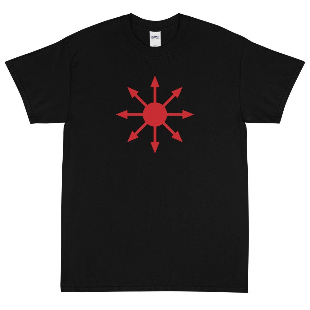 CHAOS T-shirt, 100% Cotton Adult T-Shirt,  star of chaos shirt, black magic shirt, red on black t-shirt, chaos star t-shirt, red star shirt,