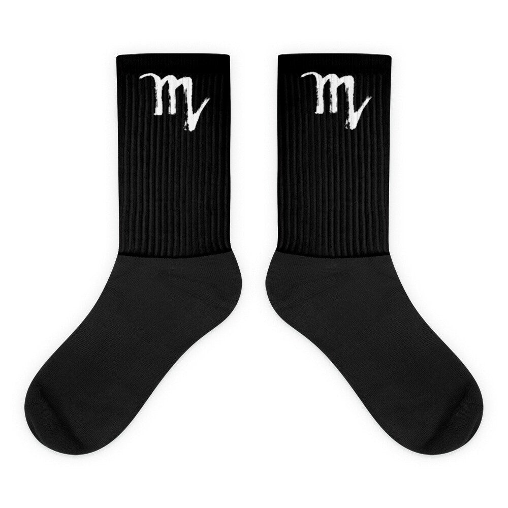 Scorpio Sign Socks, Gift For Scorpio, Astrology Socks, Zodiac Sign Gifts, Scorpio Sign Black Sock, Birthday Black Sock,