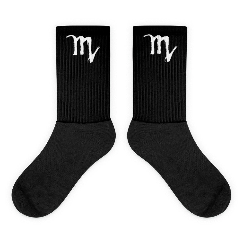 Scorpio Sign Socks, Gift For Scorpio, Astrology Socks, Zodiac Sign Gifts, Scorpio Sign Black Sock, Birthday Black Sock,