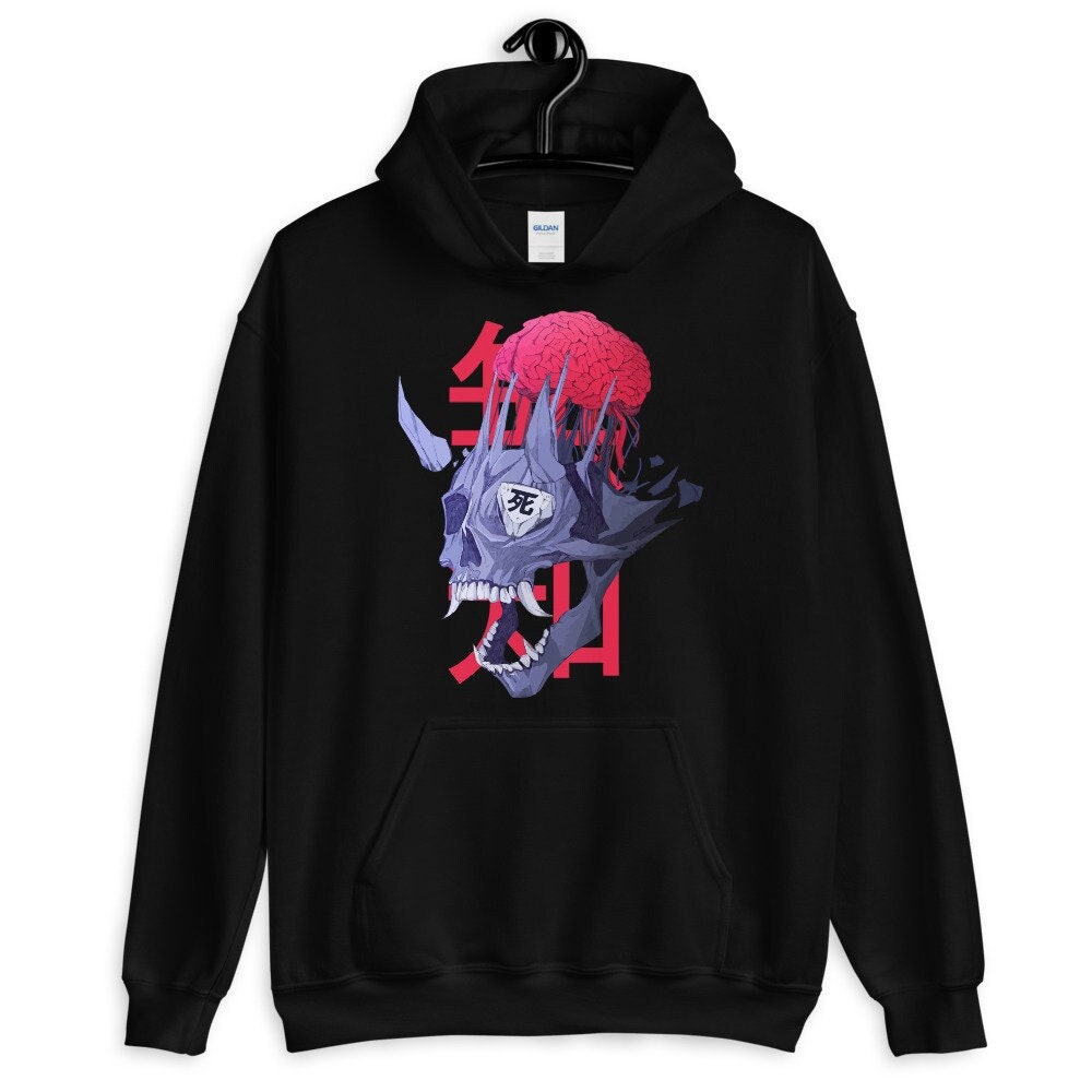 Oni Japanese Hoodie, Kanji Shirt, Oni Demon Shirt, Japanese Sweatshirt, Demon Oni Hoodie